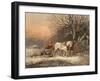 Timber Sledge in Winter, 19Th Century (Oil on Canvas)-German School-Framed Giclee Print