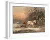 Timber Sledge in Winter, 19Th Century (Oil on Canvas)-German School-Framed Giclee Print