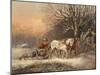 Timber Sledge in Winter, 19Th Century (Oil on Canvas)-German School-Mounted Giclee Print