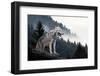 Timber Wolf Hunting in Mountain-Volodymyr Burdiak-Framed Photographic Print