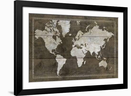 Timber World Map-Rufus Coltrane-Framed Giclee Print