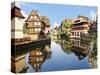 Timbered Buildings, La Petite France Canal, Strasbourg, Alsace, France-Miva Stock-Stretched Canvas