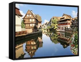 Timbered Buildings, La Petite France Canal, Strasbourg, Alsace, France-Miva Stock-Framed Stretched Canvas