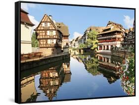 Timbered Buildings, La Petite France Canal, Strasbourg, Alsace, France-Miva Stock-Framed Stretched Canvas