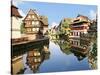 Timbered Buildings, La Petite France Canal, Strasbourg, Alsace, France-Miva Stock-Stretched Canvas