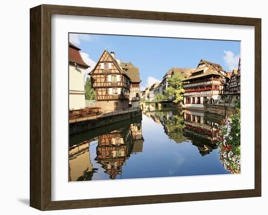 Timbered Buildings, La Petite France Canal, Strasbourg, Alsace, France-Miva Stock-Framed Premium Photographic Print