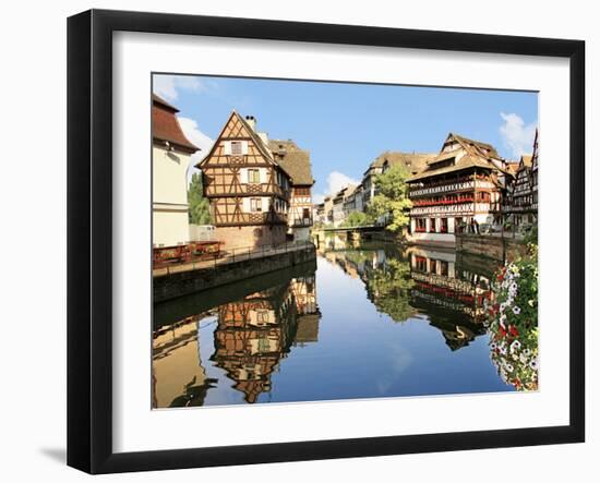 Timbered Buildings, La Petite France Canal, Strasbourg, Alsace, France-Miva Stock-Framed Premium Photographic Print