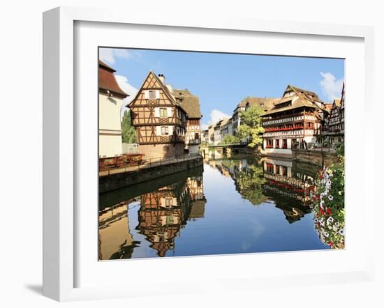 Timbered Buildings, La Petite France Canal, Strasbourg, Alsace, France-Miva Stock-Framed Premium Photographic Print