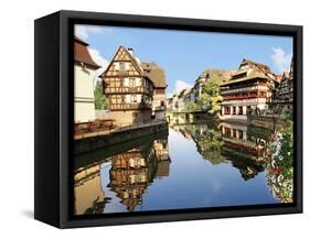 Timbered Buildings, La Petite France Canal, Strasbourg, Alsace, France-Miva Stock-Framed Stretched Canvas