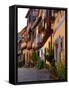 Timbered Houses on Cobbled Street, Eguisheim, Haut Rhin, Alsace, France, Europe-Richardson Peter-Framed Stretched Canvas