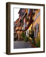 Timbered Houses on Cobbled Street, Eguisheim, Haut Rhin, Alsace, France, Europe-Richardson Peter-Framed Photographic Print