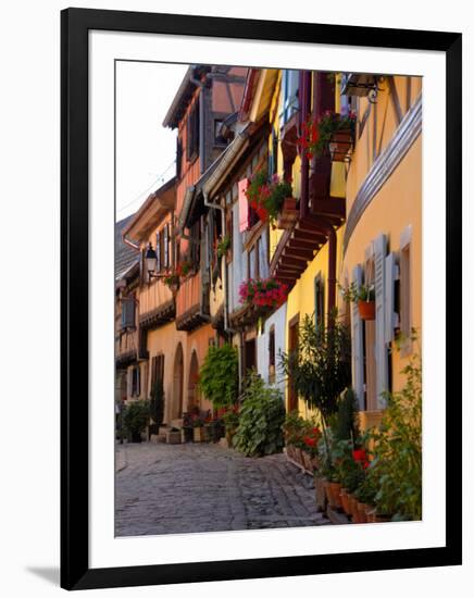 Timbered Houses on Cobbled Street, Eguisheim, Haut Rhin, Alsace, France, Europe-Richardson Peter-Framed Photographic Print