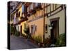 Timbered Houses on Cobbled Street, Eguisheim, Haut Rhin, Alsace, France, Europe-Richardson Peter-Stretched Canvas