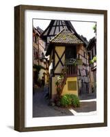 Timbered Houses on Cobbled Street, Eguisheim, Haut Rhin, Alsace, France, Europe-Richardson Peter-Framed Photographic Print