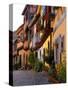 Timbered Houses on Cobbled Street, Eguisheim, Haut Rhin, Alsace, France, Europe-Richardson Peter-Stretched Canvas