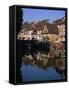 Timbered Houses Reflected in Water in the Evening, Petite Venise, Colmar, Haut-Rhin, Alsace, France-Tomlinson Ruth-Framed Stretched Canvas