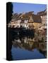 Timbered Houses Reflected in Water in the Evening, Petite Venise, Colmar, Haut-Rhin, Alsace, France-Tomlinson Ruth-Stretched Canvas