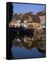 Timbered Houses Reflected in Water in the Evening, Petite Venise, Colmar, Haut-Rhin, Alsace, France-Tomlinson Ruth-Framed Stretched Canvas