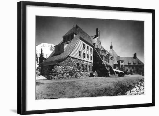 Timberline Lodge at Government Camp Mt. Hood Photograph - Mt. Hood, OR-Lantern Press-Framed Art Print