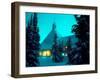 Timberline Lodge at Night in the Snow, Oregon Cascades, USA-Janis Miglavs-Framed Photographic Print