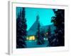 Timberline Lodge at Night in the Snow, Oregon Cascades, USA-Janis Miglavs-Framed Photographic Print