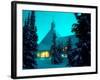 Timberline Lodge at Night in the Snow, Oregon Cascades, USA-Janis Miglavs-Framed Photographic Print