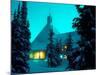 Timberline Lodge at Night in the Snow, Oregon Cascades, USA-Janis Miglavs-Mounted Photographic Print