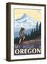 Timberline Lodge - Hiking Mt. Hood, Oregon, c.2009-Lantern Press-Framed Art Print