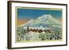 Timberline Lodge in Winter at Mt. Hood - Mt. Hood, OR-Lantern Press-Framed Art Print