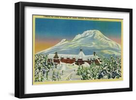 Timberline Lodge in Winter at Mt. Hood - Mt. Hood, OR-Lantern Press-Framed Art Print