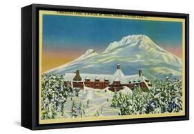 Timberline Lodge in Winter at Mt. Hood - Mt. Hood, OR-Lantern Press-Framed Stretched Canvas