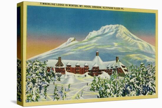 Timberline Lodge in Winter at Mt. Hood - Mt. Hood, OR-Lantern Press-Stretched Canvas