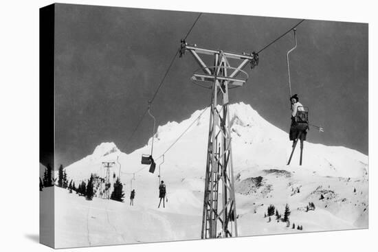 Timberline Lodge Mt. Hood Mile Long Chair Ski Lift Photograph - Mt. Hood, OR-Lantern Press-Stretched Canvas