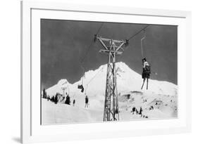 Timberline Lodge Mt. Hood Mile Long Chair Ski Lift Photograph - Mt. Hood, OR-Lantern Press-Framed Art Print