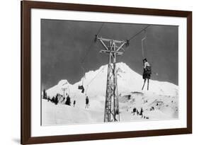 Timberline Lodge Mt. Hood Mile Long Chair Ski Lift Photograph - Mt. Hood, OR-Lantern Press-Framed Art Print