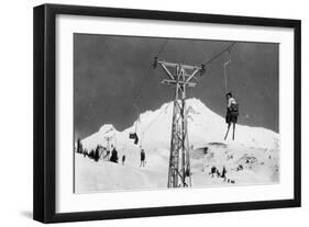 Timberline Lodge Mt. Hood Mile Long Chair Ski Lift Photograph - Mt. Hood, OR-Lantern Press-Framed Art Print