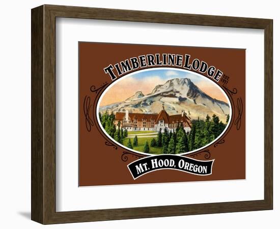 Timberline Lodge - Mt. Hood, Oregon - Oval Spring Design, c.2008-Lantern Press-Framed Art Print