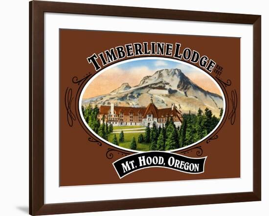 Timberline Lodge - Mt. Hood, Oregon - Oval Spring Design, c.2008-Lantern Press-Framed Art Print