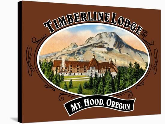 Timberline Lodge - Mt. Hood, Oregon - Oval Spring Design, c.2008-Lantern Press-Stretched Canvas