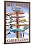 Timberline Lodge - Mt. Hood, Oregon - Winter Ski Runs Sign-Lantern Press-Framed Art Print