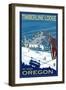 Timberline Lodge, Mt. Hood, Oregon-Lantern Press-Framed Premium Giclee Print