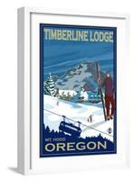 Timberline Lodge, Mt. Hood, Oregon-Lantern Press-Framed Art Print