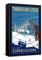 Timberline Lodge, Mt. Hood, Oregon-Lantern Press-Framed Stretched Canvas