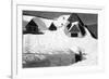 Timberline Lodge Skiing off Roof Mt. Hood Photograph - Mt. Hood, OR-Lantern Press-Framed Premium Giclee Print