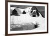 Timberline Lodge Skiing off Roof Mt. Hood Photograph - Mt. Hood, OR-Lantern Press-Framed Premium Giclee Print