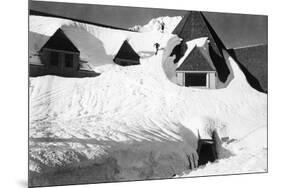 Timberline Lodge Skiing off Roof Mt. Hood Photograph - Mt. Hood, OR-Lantern Press-Mounted Art Print