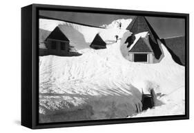 Timberline Lodge Skiing off Roof Mt. Hood Photograph - Mt. Hood, OR-Lantern Press-Framed Stretched Canvas