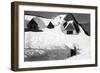 Timberline Lodge Skiing off Roof Mt. Hood Photograph - Mt. Hood, OR-Lantern Press-Framed Art Print
