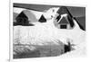 Timberline Lodge Skiing off Roof Mt. Hood Photograph - Mt. Hood, OR-Lantern Press-Framed Art Print