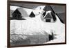 Timberline Lodge Skiing off Roof Mt. Hood Photograph - Mt. Hood, OR-Lantern Press-Framed Art Print